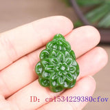 Green Jade Flower Pendant Chinese Necklace Natural