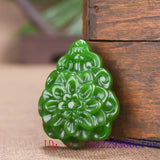 Green Jade Flower Pendant Chinese Necklace Natural