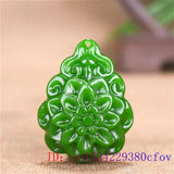 Green Jade Flower Pendant Chinese Necklace Natural