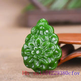 Green Jade Flower Pendant Chinese Necklace Natural
