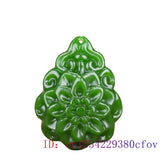 Green Jade Flower Pendant Chinese Necklace Natural