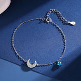 Sterling Silver Star Moon Bracelet Gift for Girlfriend