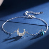 Sterling Silver Star Moon Bracelet Gift for Girlfriend