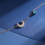 Sterling Silver Star Moon Bracelet Gift for Girlfriend