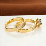 Zircon Wedding Ring Set Girl Crystal Snowflake Double Rings For Women