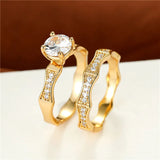 Zircon Wedding Ring Set Girl Crystal Snowflake Double Rings For Women