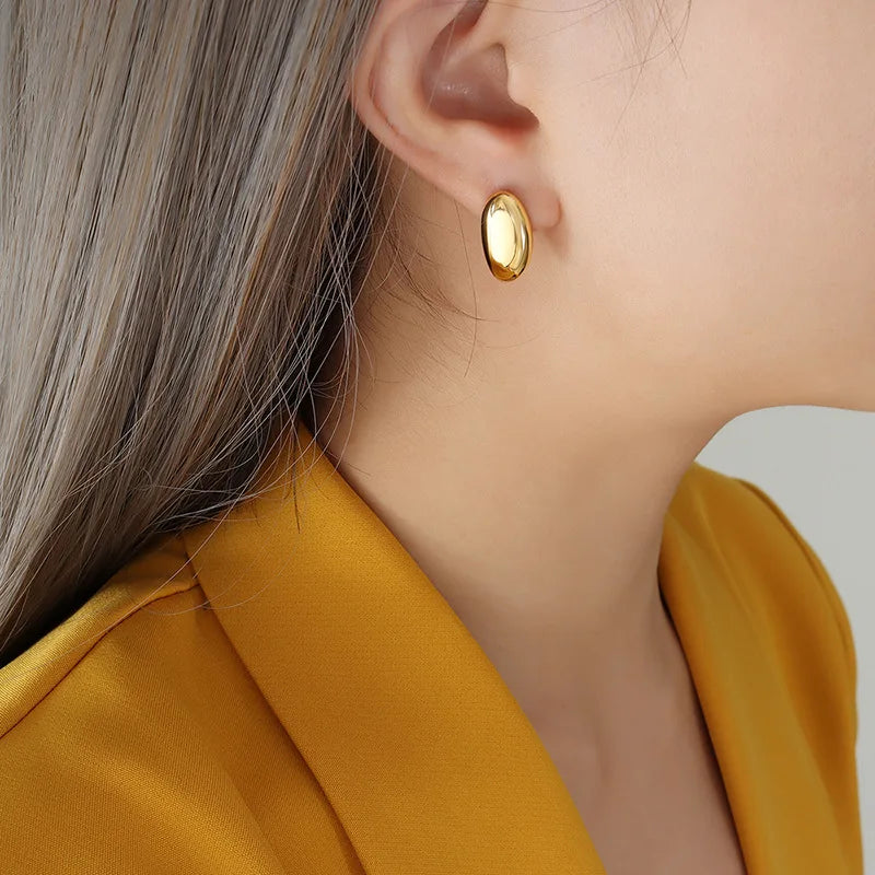Geometric Stud Earrings 18K Plated Stainless Steel Jewelry