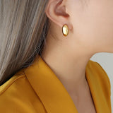 Geometric Stud Earrings 18K Plated Stainless Steel Jewelry