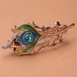 Peacock Feather Enamel Hair Clip Wedding Accessories