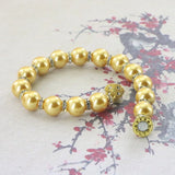 Golden Pearl Bracelet for Women 10mm Shell Beads Magnet Buckle Gift Jewelry