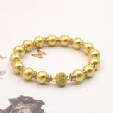 Golden Pearl Bracelet for Women 10mm Shell Beads Magnet Buckle Gift Jewelry