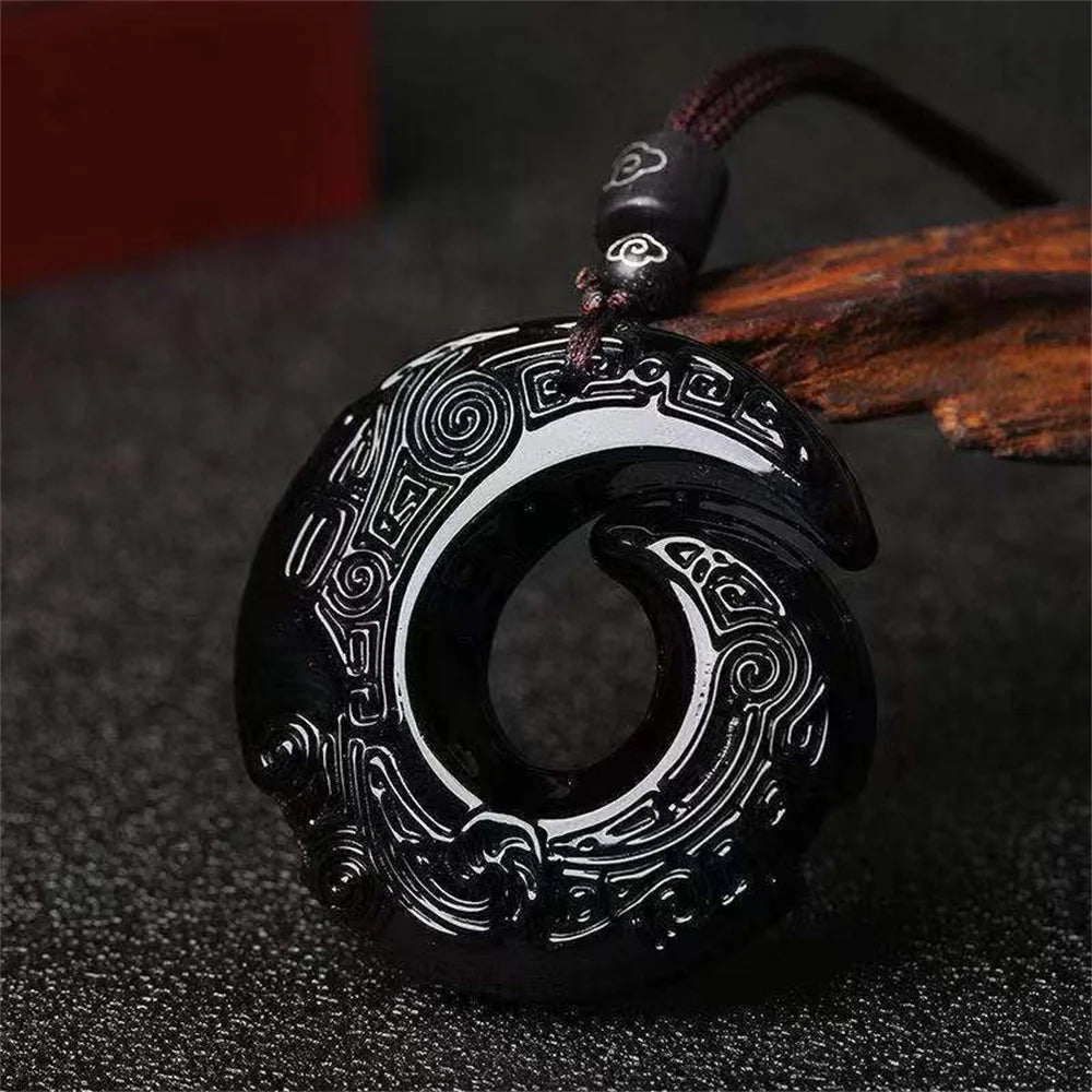 Vintage Jade Dragon Pendant Lucky Necklace for Men Women