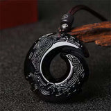 Vintage Jade Dragon Pendant Lucky Necklace for Men Women