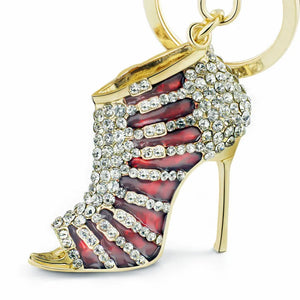 Crystal High Heel Shoes Keychain Purse Bag Buckle Pendant