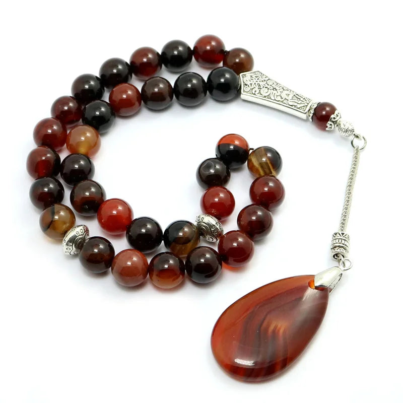 Agate Stone Charm Bracelet Tesbih Islamic Prayer Beads Rosary Tasbeeh