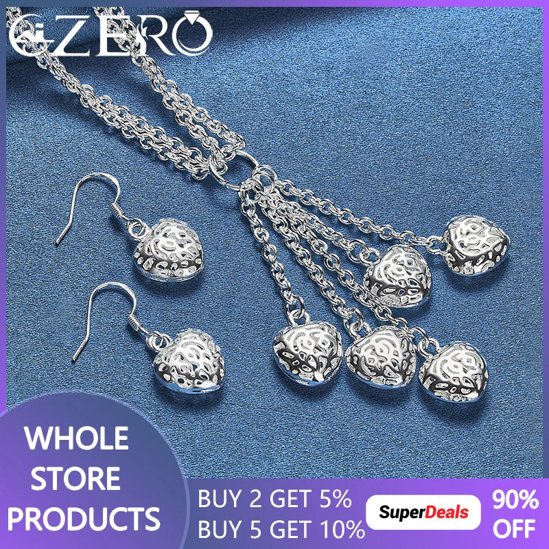 925 Silver Heart Ball Jewelry Set for Women