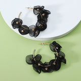 Fairy Charm Lace Rose Petal Pearl Hoop Earrings