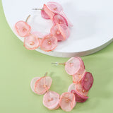 Fairy Charm Lace Rose Petal Pearl Hoop Earrings