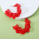 Fairy Charm Lace Rose Petal Pearl Hoop Earrings