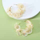 Fairy Charm Lace Rose Petal Pearl Hoop Earrings
