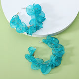 Fairy Charm Lace Rose Petal Pearl Hoop Earrings