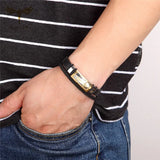 Heart Charm Leather Bracelets Stainless Steel Love Cuff Bangles