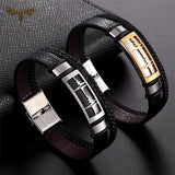 Heart Charm Leather Bracelets Stainless Steel Love Cuff Bangles