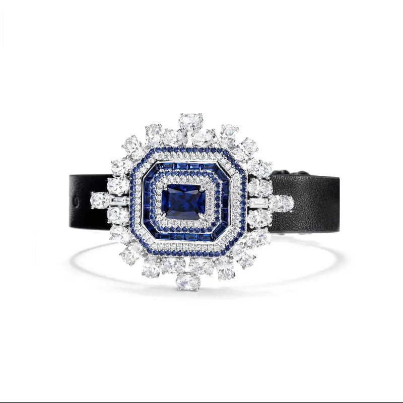 Lab Sapphire Diamond Bracelet 925 Silver Bangle