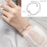 925 Silver Zircon Butterfly Bracelet Two Layers Women Friendship