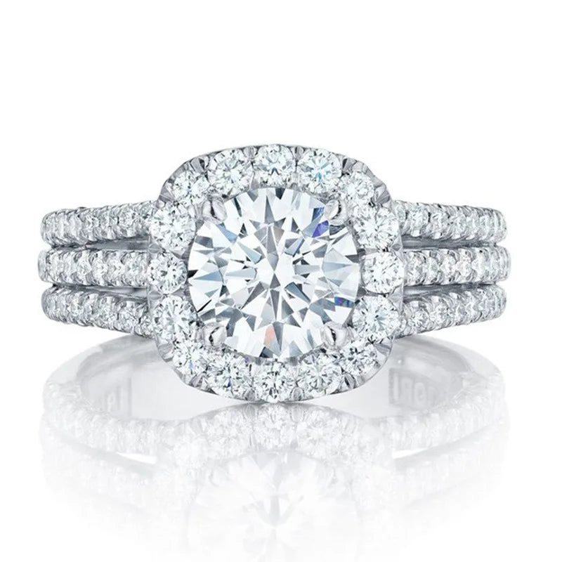 Lab Diamond Finger Ring 925 Sterling Silver Wedding Ring