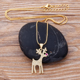 Lucky Christmas Bell Tree Pendant Copper Zircon Necklace