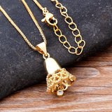 Lucky Christmas Bell Tree Pendant Copper Zircon Necklace