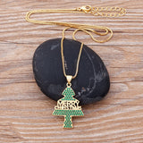 Lucky Christmas Bell Tree Pendant Copper Zircon Necklace