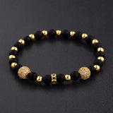 CZ Zircon Pave Copper Ball Bracelet Round Beads Party Jewelry