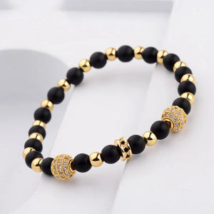 CZ Zircon Pave Copper Ball Bracelet Round Beads Party Jewelry