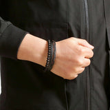 Men Leather Bracelet Rope Stainless Steel Magnetic Clasp Bangles