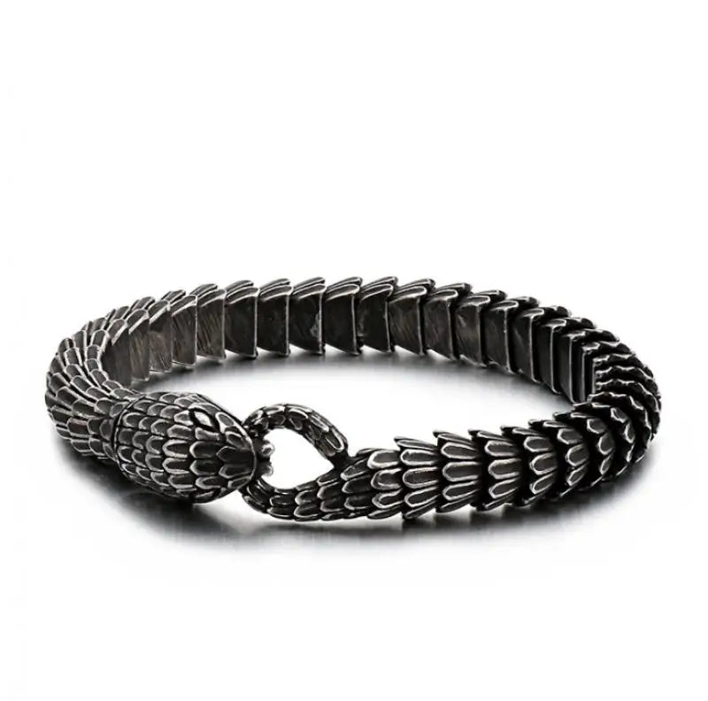Men's Dragon Snake Scale Bracelet, Unique Bone Chain Jewelry