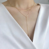 S925 Silver Multilayer Bead Long Chain Necklace