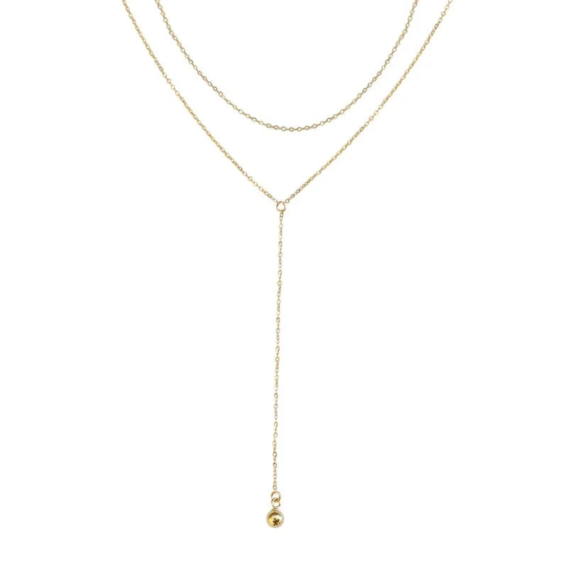 S925 Silver Multilayer Bead Long Chain Necklace