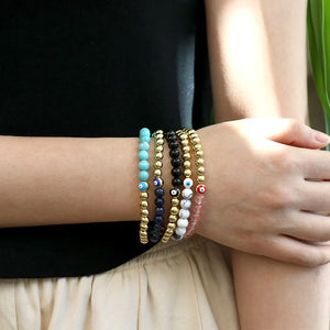 Natural Stone Beaded Bracelets Enamel Stretch Beaded Bracelet Boho Jewelry