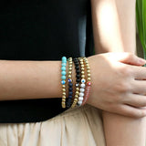 Natural Stone Beaded Bracelets Enamel Stretch Beaded Bracelet Boho Jewelry