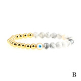 Natural Stone Beaded Bracelets Enamel Stretch Beaded Bracelet Boho Jewelry