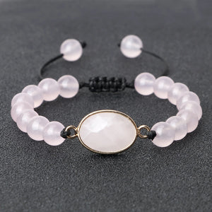 Pink Chalcedony Agates Beaded Braided Bracelets