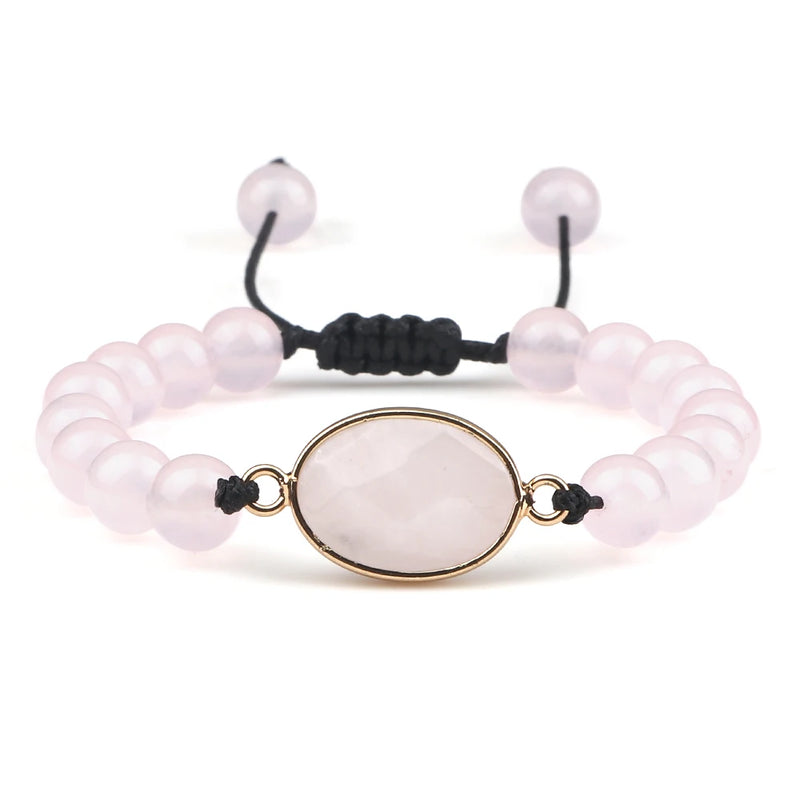 Pink Chalcedony Agates Beaded Braided Bracelets