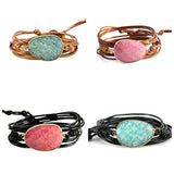 Natural Stone Unisex Leather Wrap Bracelet