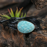 Natural Stone Unisex Leather Wrap Bracelet