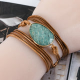 Natural Stone Unisex Leather Wrap Bracelet