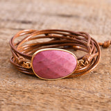 Natural Stone Unisex Leather Wrap Bracelet
