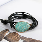 Natural Stone Unisex Leather Wrap Bracelet