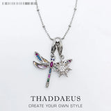 Dragonfly & Sun Charm Necklace, Winter Bohemia Jewelry